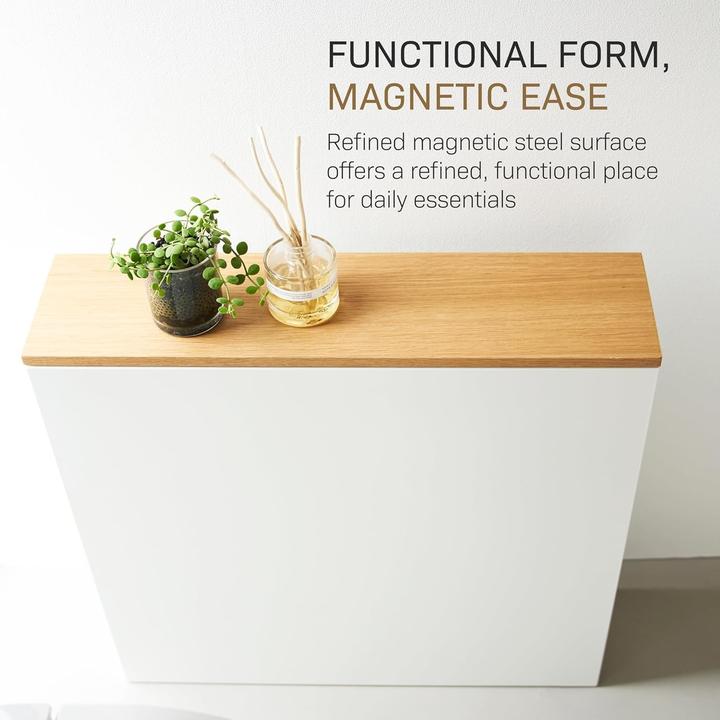 Actual product image Yamazaki Pull-out shelf with wooden shelf TOWER (14 x 56 x 55 cm)