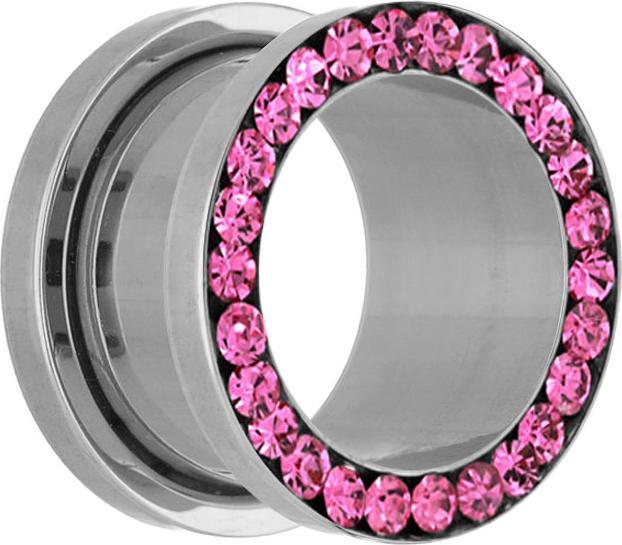 Immagine prodotto Star Piercing Tunnel di carne argento con cristalli viola chiaro (senza ottone, Acciaio chirurgico 316L)