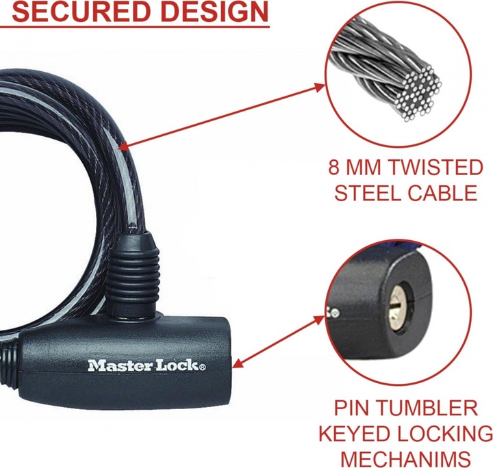 Actual product image Master Lock Spiral lock 8126EURDPRO (180 cm)