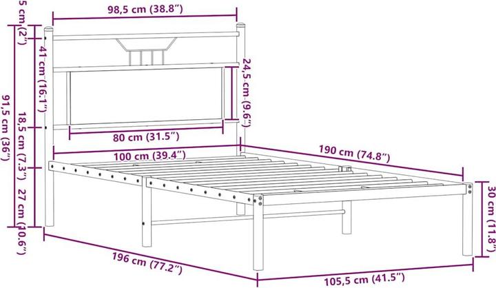 Image du produit vidaXL Bettgestell (100 x 190 cm)