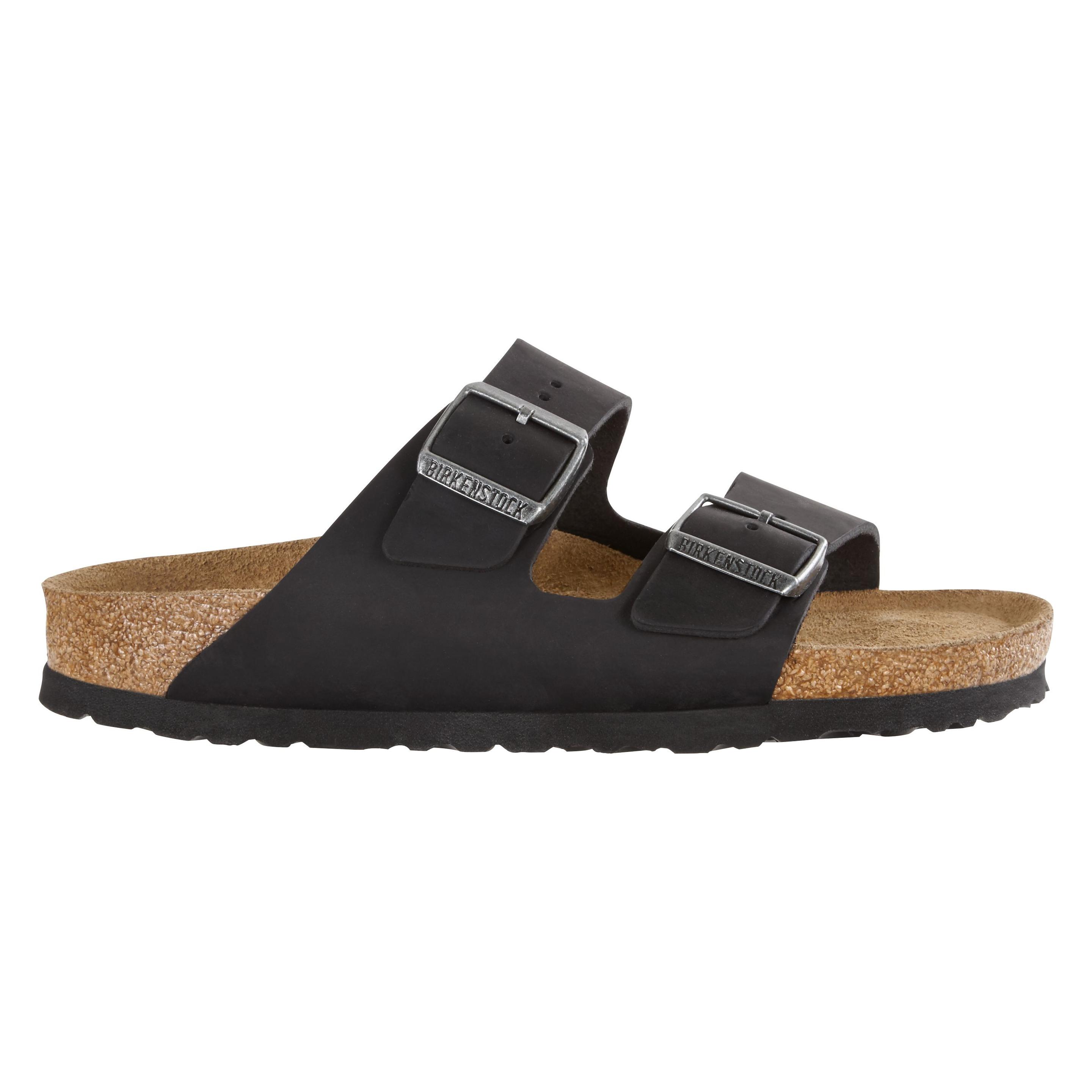 Birkenstock, Unisex, Sandalen, Arizona Zachtbed Geolied Leer Nubuck Normaal, Zwart, (43)
