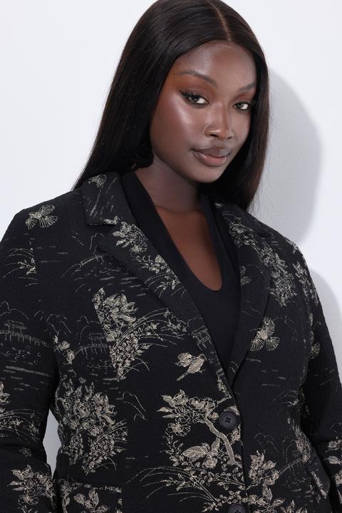 Produktbild Ulla Popken Jacquard-Blazer, Reverskragen, Langarm, Stretchfutter (42)