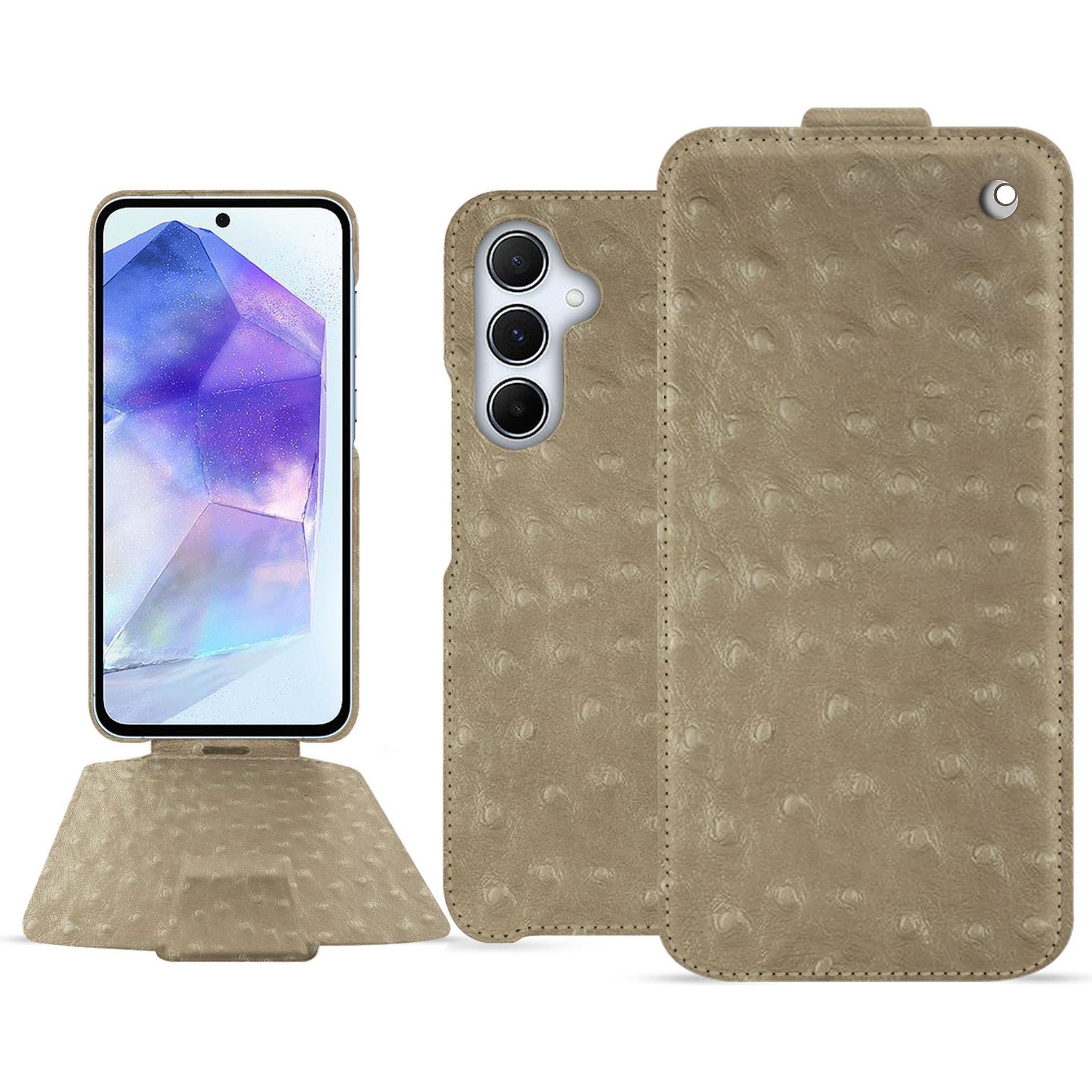 Noreve Lederschutzhülle vertikal (Samsung Galaxy A55), Smartphone Hülle, Beige