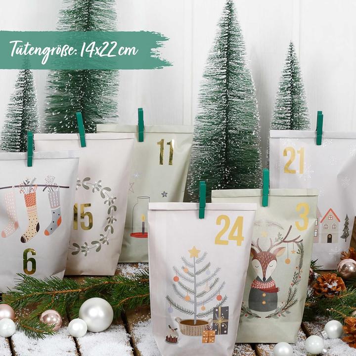 Immagine prodotto Papierdrachen Adventskalender DIY-Set, 24 Geschenktüten, Motiv Hygge