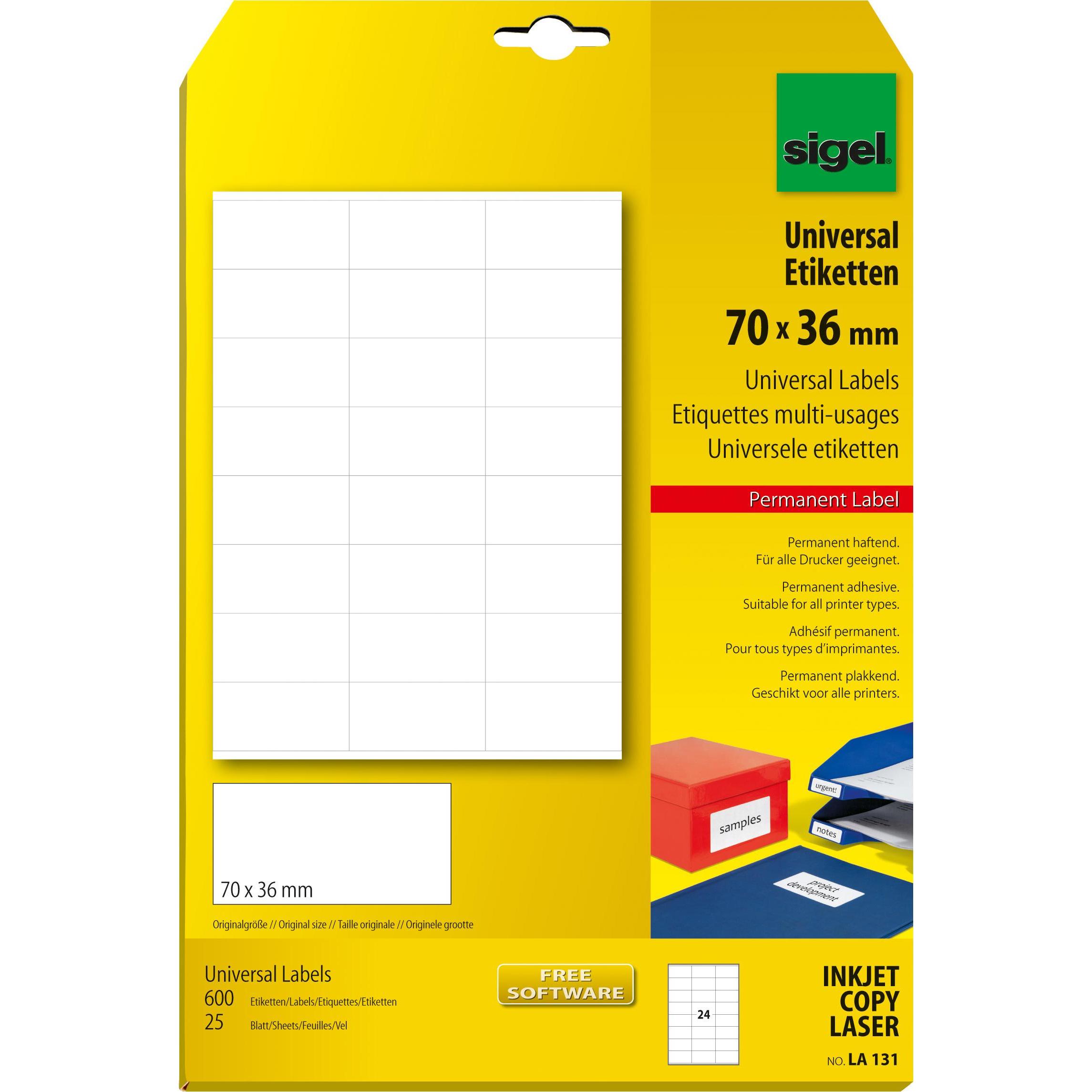 Sigel, Etiketten, Universal