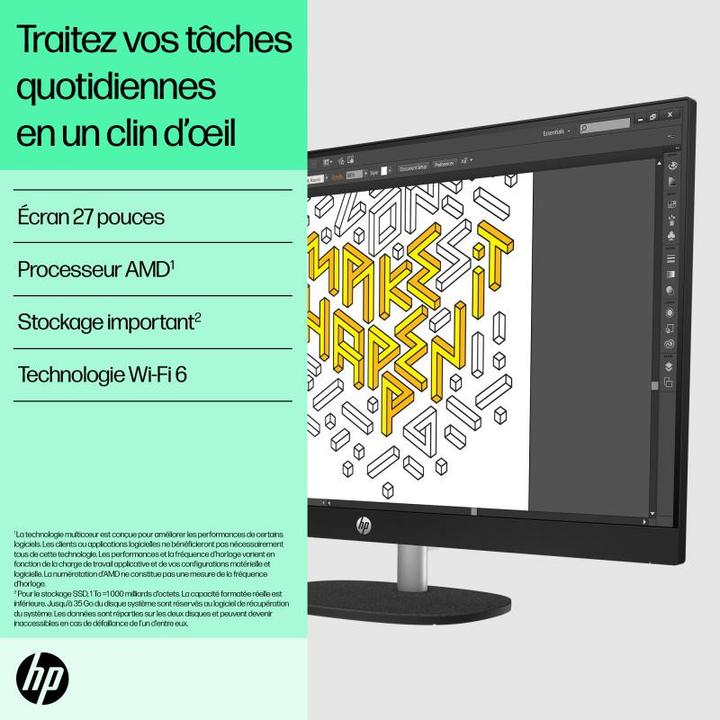 Actual product image HP /27-CR0076NF/FHD/R7 7730U/32G/1TB/W11H (1000 GB, 32 GB, AMD Radeon Graphics)