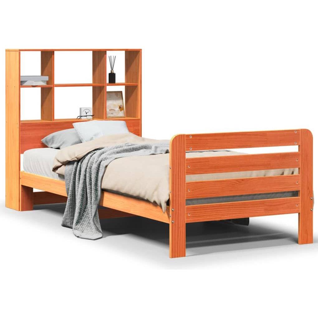 VidaXL, Bett, Massivholzbett Holzbett Bett Einzelbett Bettgestell Wachsbraun 75x190cm (75 x 190 cm)