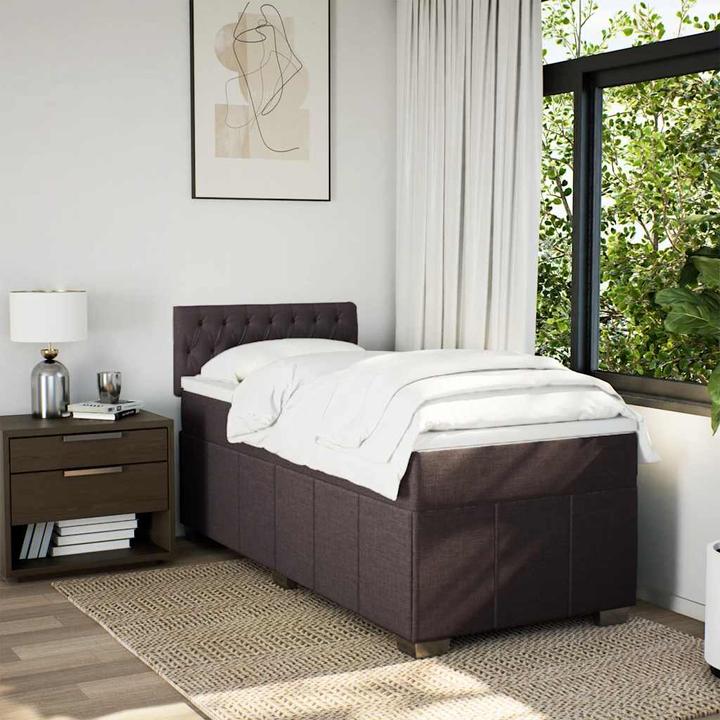 Immagine prodotto VidaXL Letto a molle Letto imbottito Letto con materasso marrone scuro 90x200cm in tessuto (90 x 200 cm)