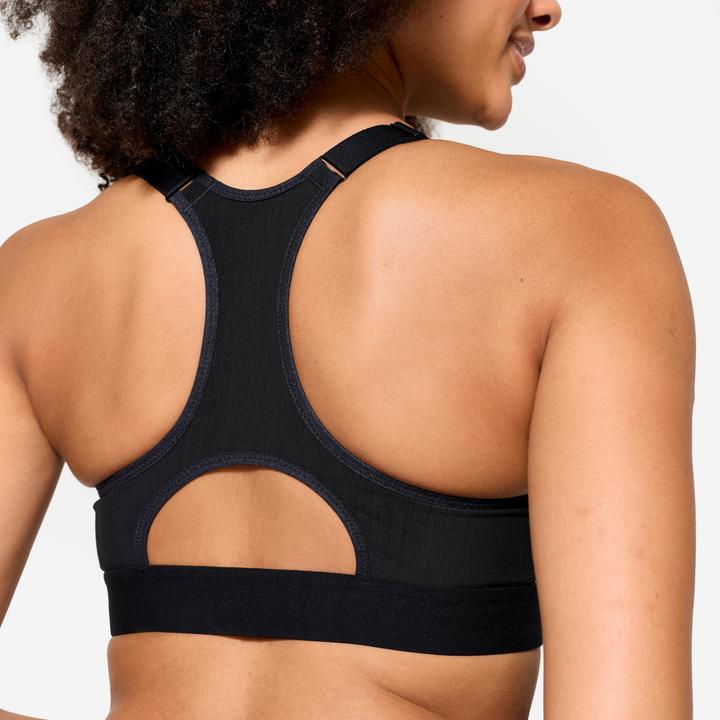 Produktbild Domyos Sport-BH Damen mit Reissverschluss und Pads starker Halt - schwarz/weiss (M)
