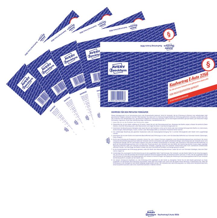 Image du produit Avery Contrat d'achat pour la vente privée d'un véhicule électrique/voiture d'occasion