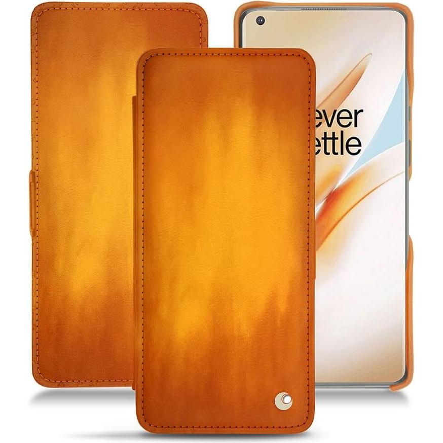 Noreve Lederschutzhülle horizontal (OnePlus 8 Pro), Smartphone Hülle, Orange