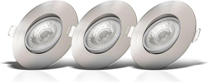 Produktbild B.K.Licht LED Einbauleuchten-Set, matt-nickel, 3xLED-Modul/4,9W (480 lm)