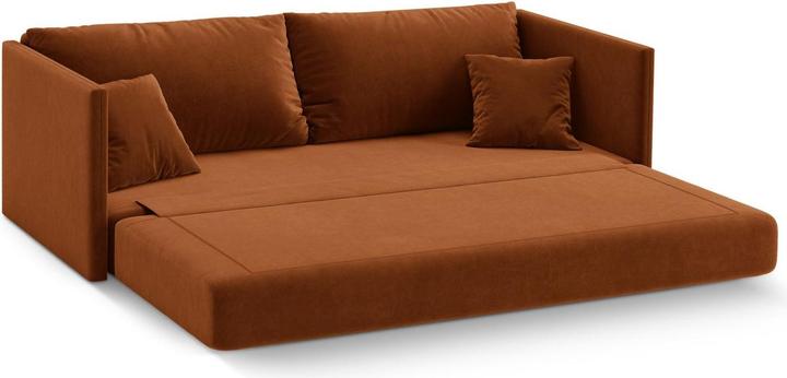 Actual product image Cosmopolitan Design Velvet Sofa With Bed Function, "Shannon", 3 Seats, Terracotta, 209x94x87 Made in Europe (3-seater)