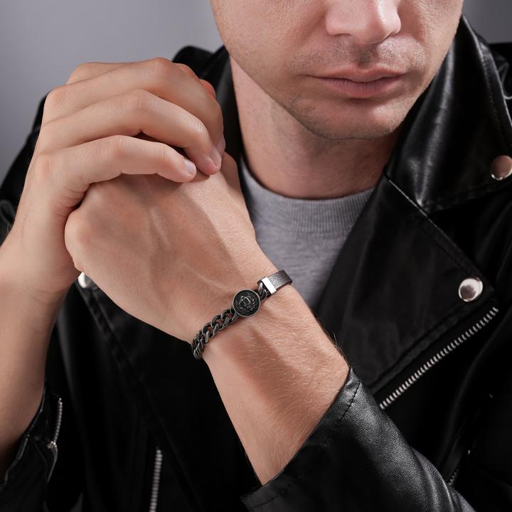 Immagine prodotto Police PEAGB0023302 Crest (19 cm, Acciaio inossidabile, Cuoio)