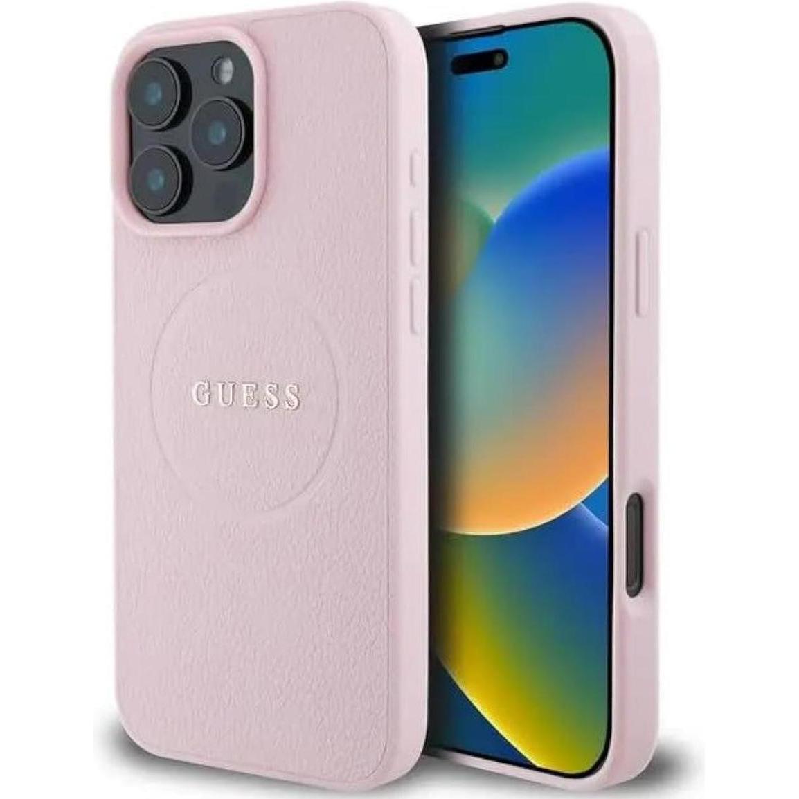 Guess GUHMP16LPGHSMMP iPhone 16 Pro 6.3" różowy/pink hardcase Grained Ring MagSafe (Apple iPhone 16 Pro) (GUE003976-0)