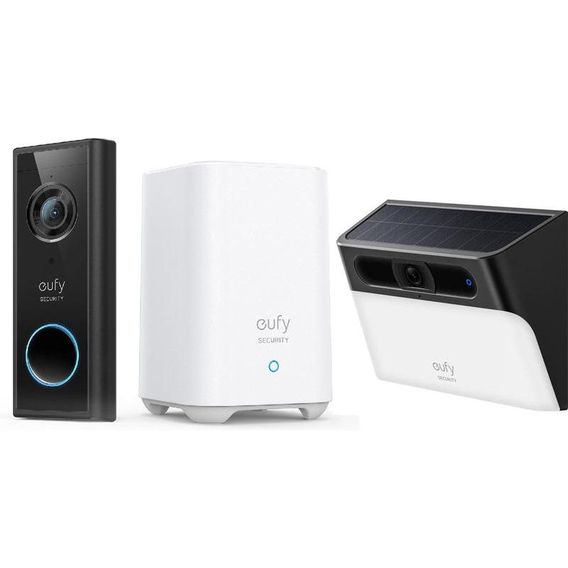 eufy, Campanello + Citofono, Campanello di sicurezza S220 + videocamera solare da parete S120 - Bundelvoordeel (WiFi)