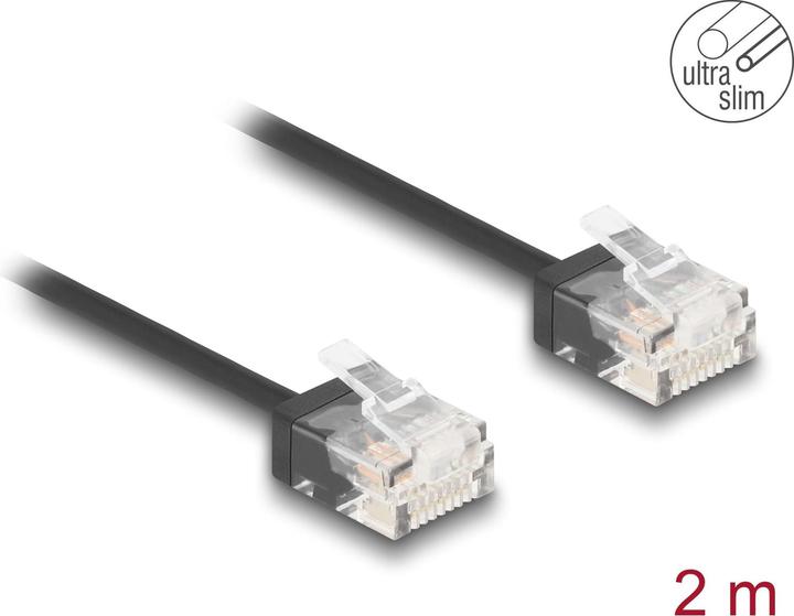 Produktbild Delock RJ45 Netzwerkkabel Cat.6 UTP Ultra Slim 2 m schwarz m (UTP, CAT6, 2 m)