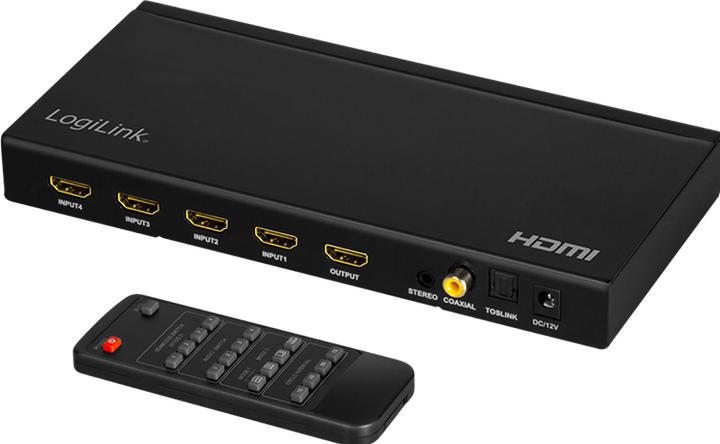 Actual product image LogiLink HDMI Switch 4x1-Port, Multiviewer, 1080p/60 Hz, Scaler, Seamless, RC