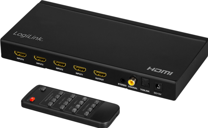 Produktbild LogiLink HDMI-Switch 4x1-Port, Multiviewer, 1080p/60 Hz, Scaler, Seamless, RC