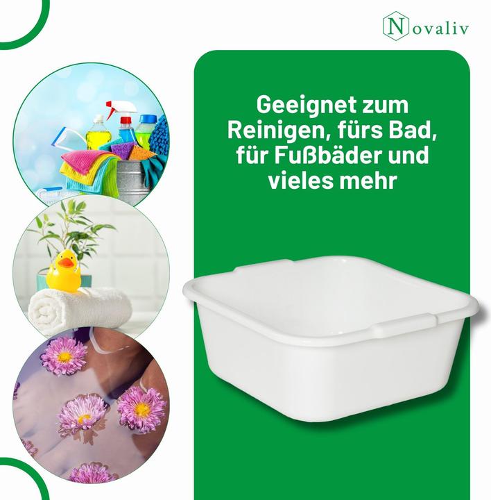 Produktbild Novaliv 10x Spülschüssel eckig 14L, 38x38 cm, Weiss, BPA-frei & Spülmaschinenfest? Ideal für Küche u