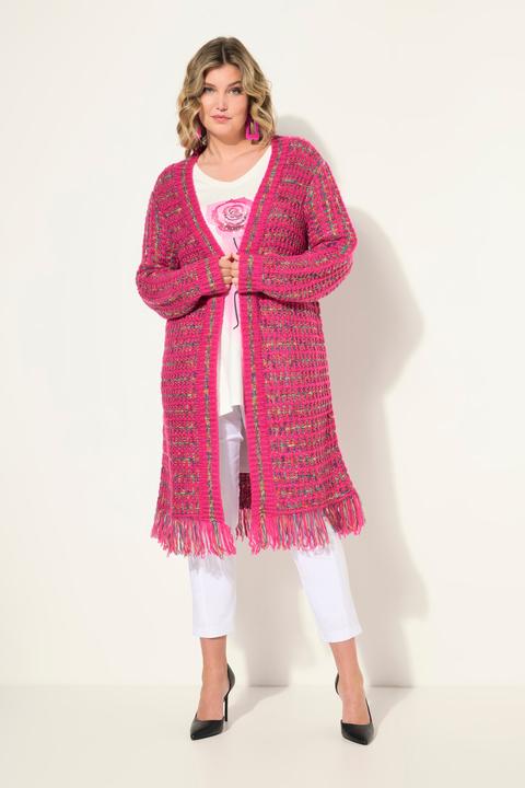 Produktbild Miamoda Long-Strickjacke, Straight Fit, Fransensaum (50, 52)