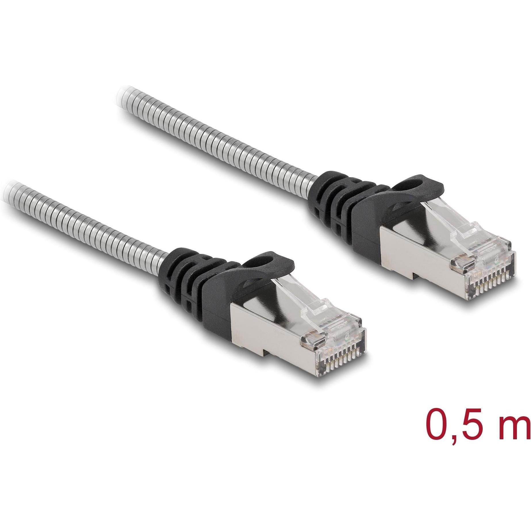 Delock RJ45 Kabel Cat.6A U/FTP mit Metallmantel 0,5 m (U/FTP, CAT6a, 0.50 m), Netzwerkkabel