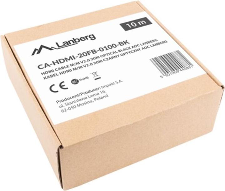 Image du produit Lanberg CABLE HDMI CABLE HDMI M/M V2.0 10M OPTYCZNY AOC CZARNY CA-HDMI-20FB-0100-BK (10 m, HDMI, 2.0)