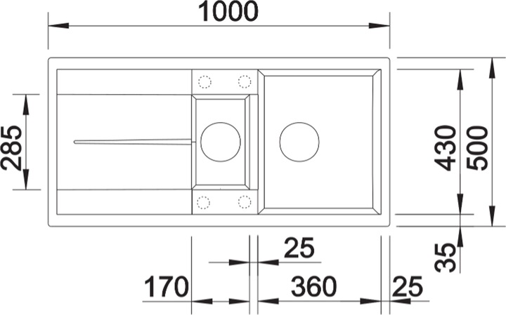 Actual product image Blanco Metra 6 S (Top-mounted sink, 100 cm, 50 cm)