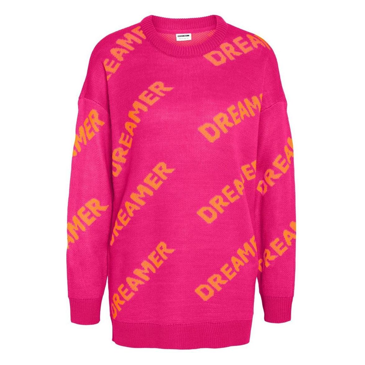Noisy May, Damen, Pullover, Langer Strickpullover, Pink, (M)