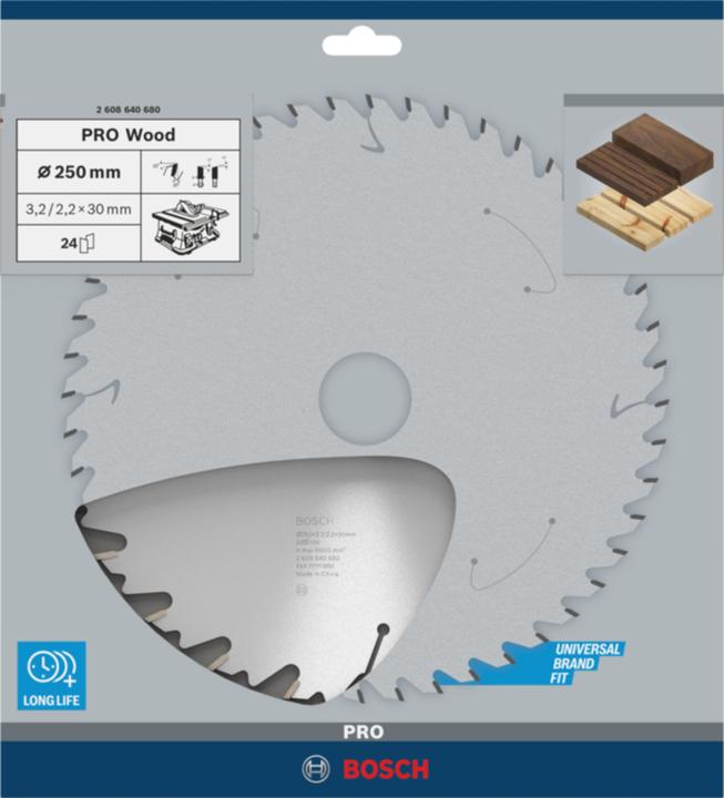 Image du produit Bosch Professional Zubehör Lame de scie circulaire PRO Wood, 250 x 3.2 x 30 mm