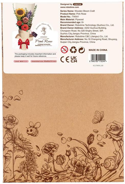 Actual product image Robotime TW041 - Pink Rose