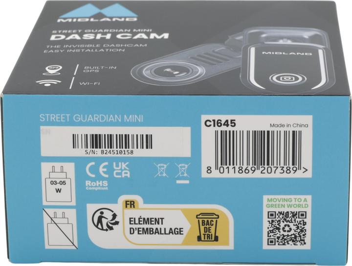 Produktbild Midland Kompakte und diskrete Dashcam mit GPS und WLAN für Fahrzeugsicherheit (Eingebautes Mikrofon, GPS-Empfänger, Full HD)