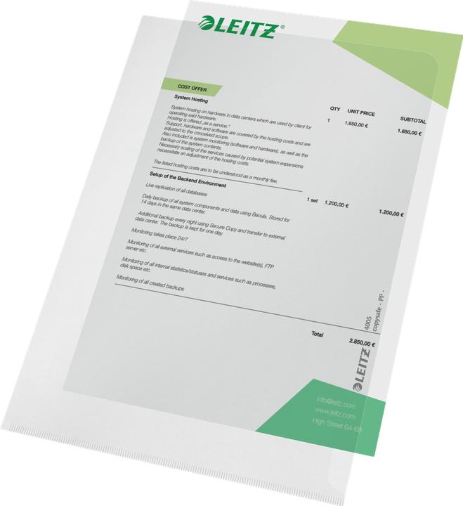 Immagine prodotto Leitz Tasche trasparenti PP A5 (A4, 100x)