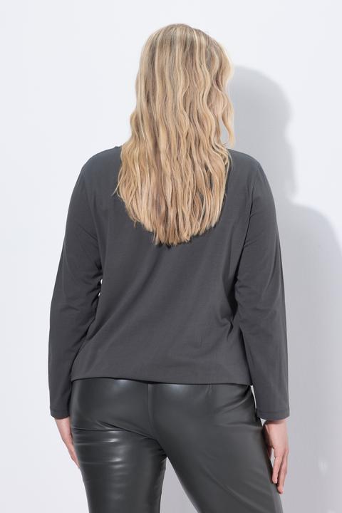 Produktbild Ulla Popken Shirt, Rhomben, Rundhals, Langarm, Gummisaum (58)