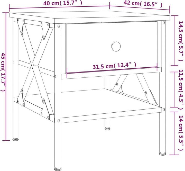 Immagine prodotto vidaXL Nachttisch (42 x 40 x 45 cm)