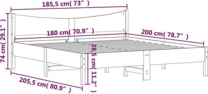Produktbild vidaXL Bettgestell (180 x 200 cm)