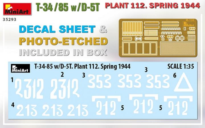 Produktbild Mini art T-34-85 w/D-5T. Plant 112. Spring 1944