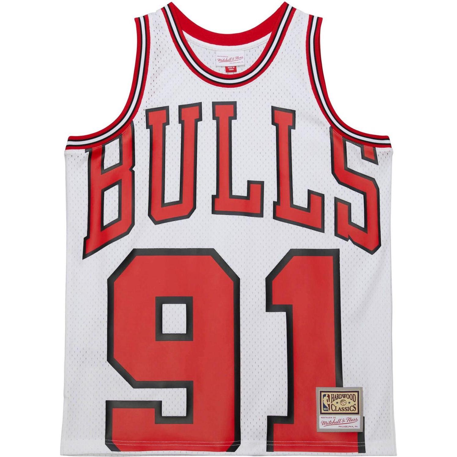 Mitchell & Ness, Herren, Sportshirt, Swingman Mesh Jersey Chicago Bulls 1997 Dennis Rodman - XXL (XXL), Weiss, XXL