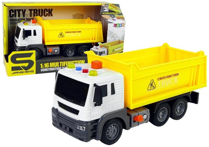 Produktbild Lean Toys Baufahrzeug Muldenkipper 1:16 Gelb Gabelstapler Anhänger