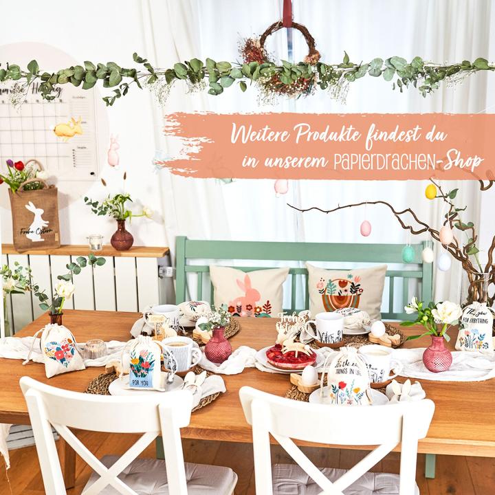 Actual product image Papierdrachen 2 Ostersäckchen Canvas mit Holzcutouts Set 01 (2x)