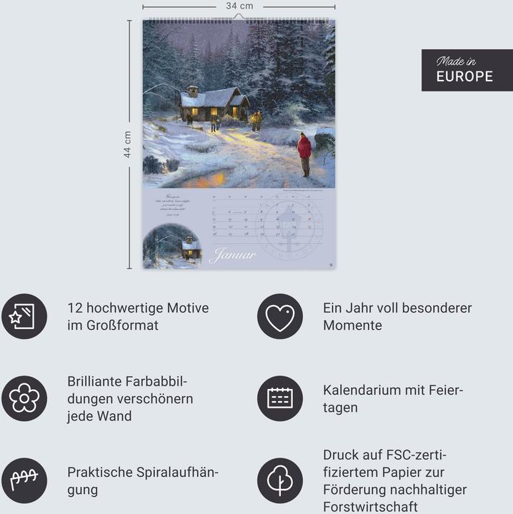 Actual product image Thomas Kinkade: Land im Licht Kalender 2026 (34 x 44 cm)
