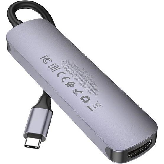 Thumbnail - Hoco HB28 Multi Hub (USB-C, 6 Ports), Dockingstation + USB Hub, Grau
