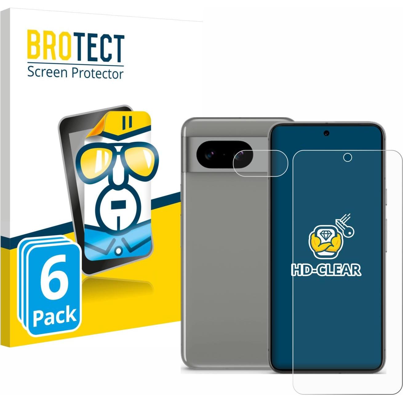 BROTECT Pellicola Trasparente (6 pz., Google Pixel 8), Pellicola protettiva smartphone, Trasparente