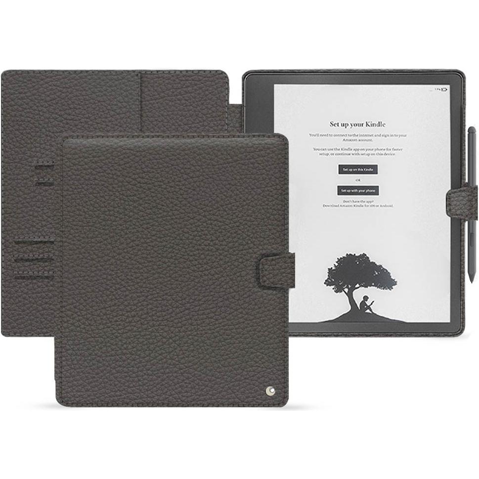 Noreve Lederschutzhülle Amazon Kindle Scribe (Kindle), eReader Zubehör, Grau