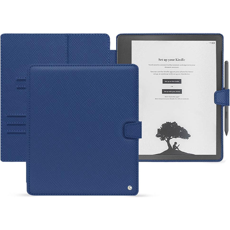 Noreve Lederschutzhülle Amazon Kindle Scribe, eReader Zubehör, Blau