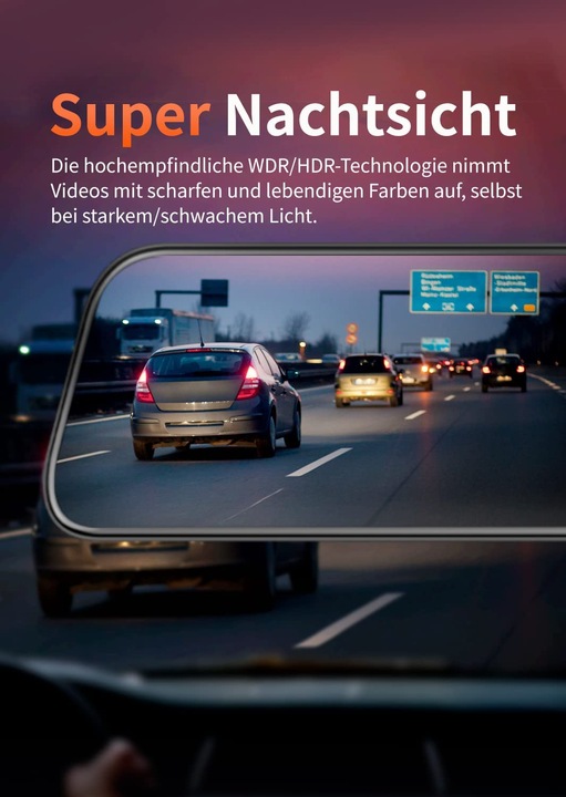 Produktbild Wolfbox G840S 1296P Spiegel Dashcam mit Rueckfahrkamera