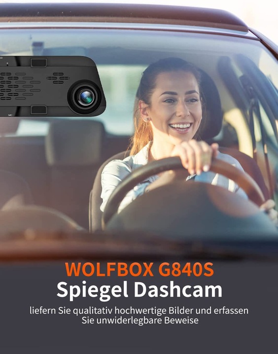 Produktbild Wolfbox G840S 1296P Spiegel Dashcam mit Rueckfahrkamera