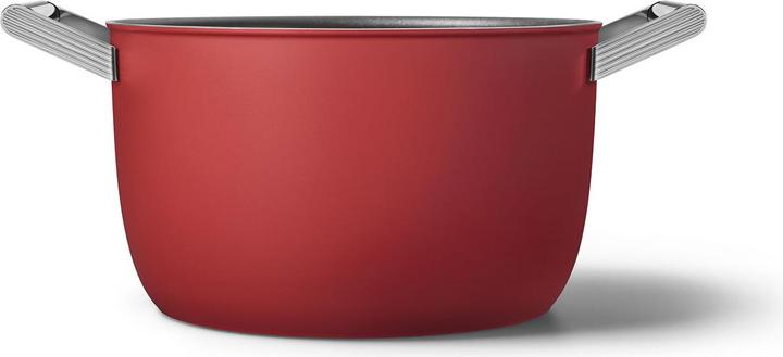 Actual product image Smeg CKFC2611RDM Casserole Ø 26 cm with glass lid, 2 handles, red (26 cm, Casserole + Stewpot, Aluminium, Stainless steel)