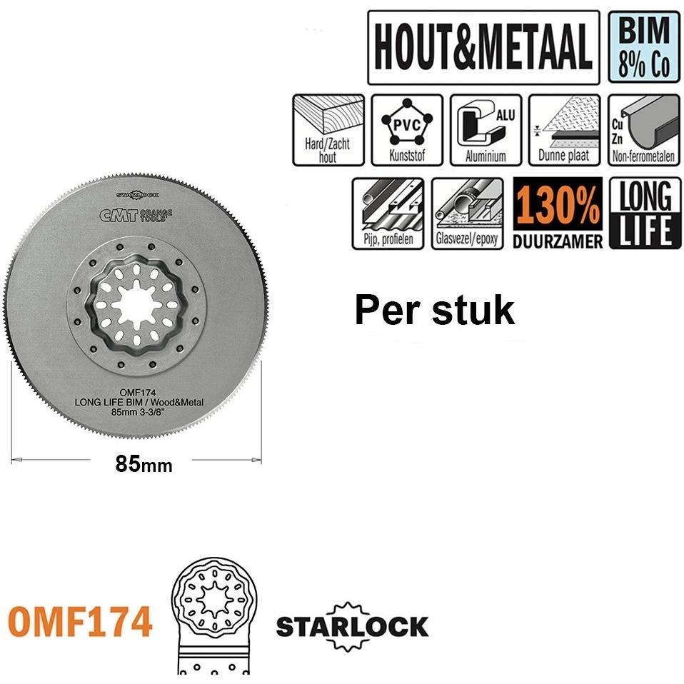 CMT, Lama, OMF174-X1 Rundes BIM-Multitool-Sägeblatt für Metall und Holz 85 mm 1 Stück