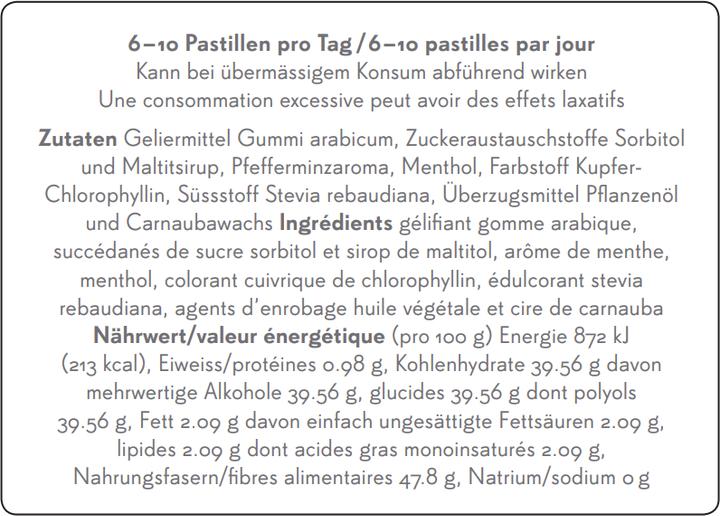 Valori nutrizionali e ingredienti Phytopharma Menta piperita | Mentha Pastiglie (40 Pezzo/i, Caramella, 72 g)